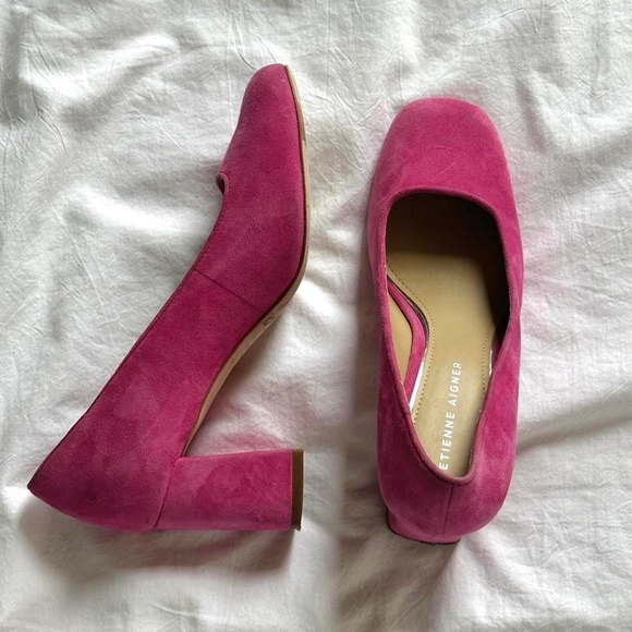 Etienne Aigner Shoes - Pink Heels Square Toe Pumps 7.5 Etienne Aigner